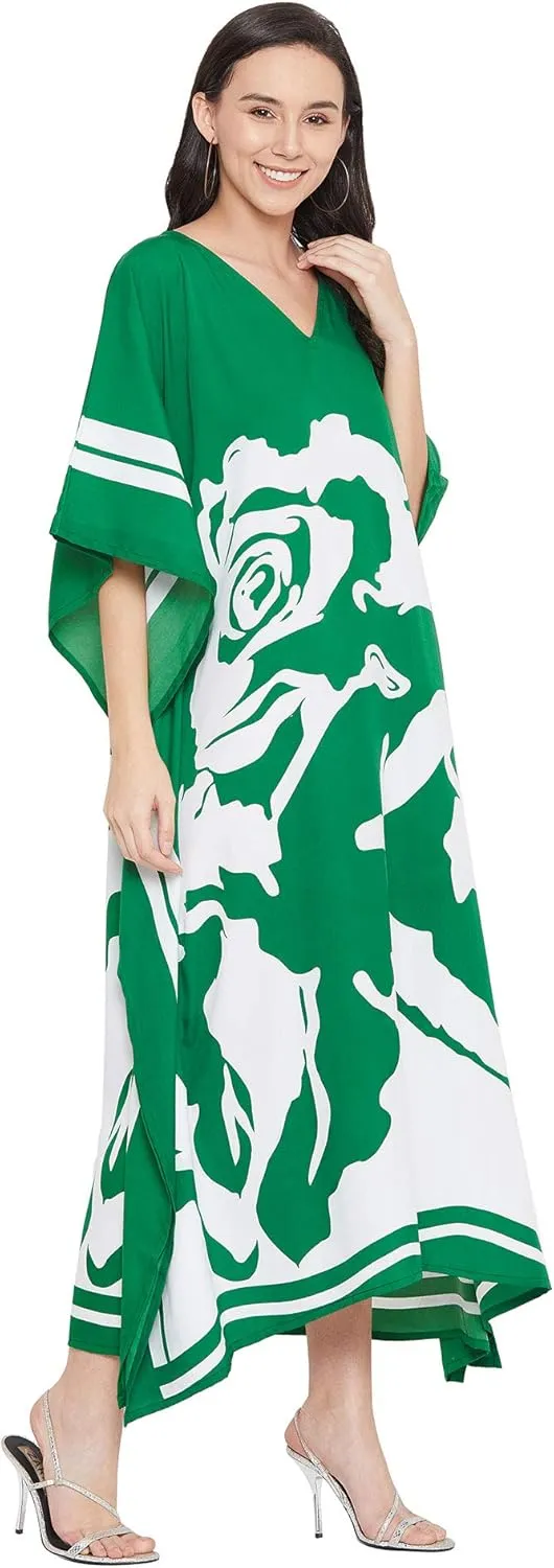 Oussum Kimono Maxi Dress Floral Long Kaftan Plus Size Caftan Gown