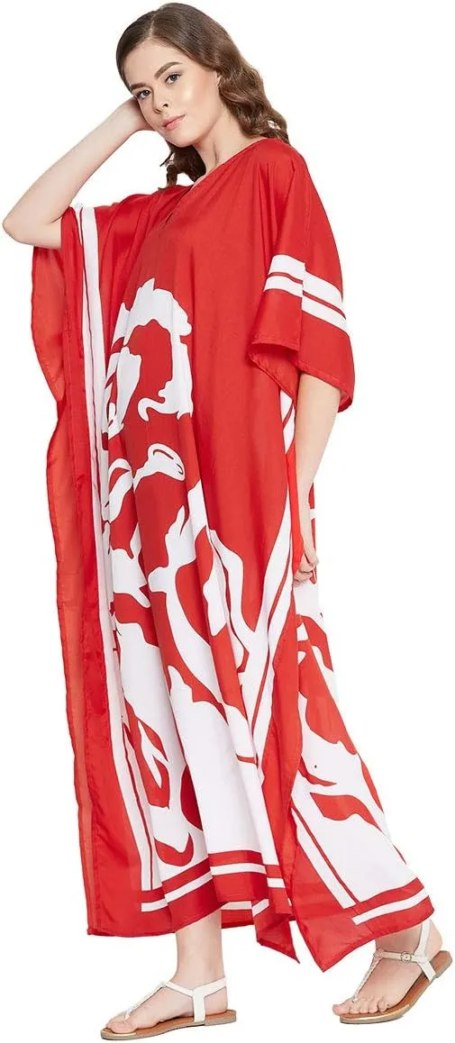 Oussum Kimono Maxi Dress Floral Long Kaftan Plus Size Caftan Gown