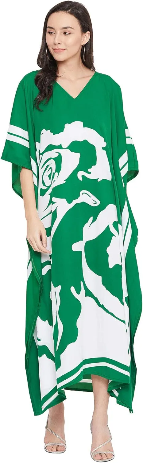 Oussum Kimono Maxi Dress Floral Long Kaftan Plus Size Caftan Gown