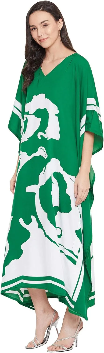 Oussum Kimono Maxi Dress Floral Long Kaftan Plus Size Caftan Gown