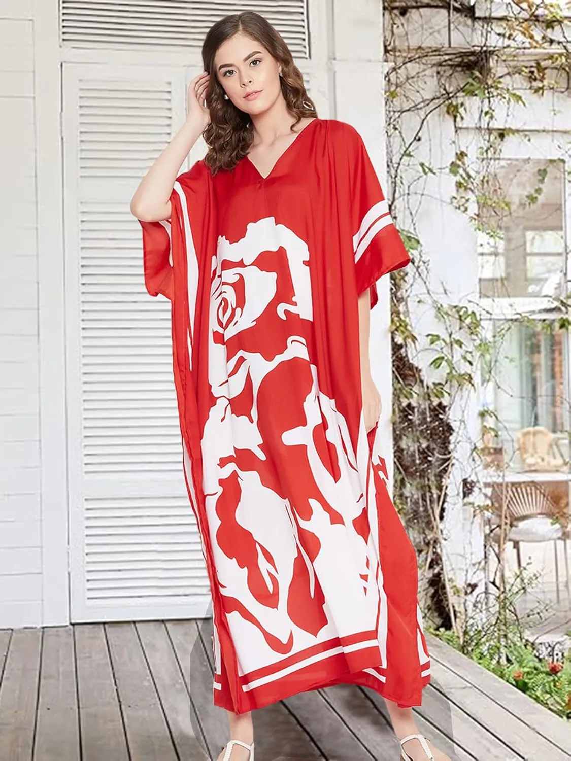 Oussum Kimono Maxi Dress Floral Long Kaftan Plus Size Caftan Gown