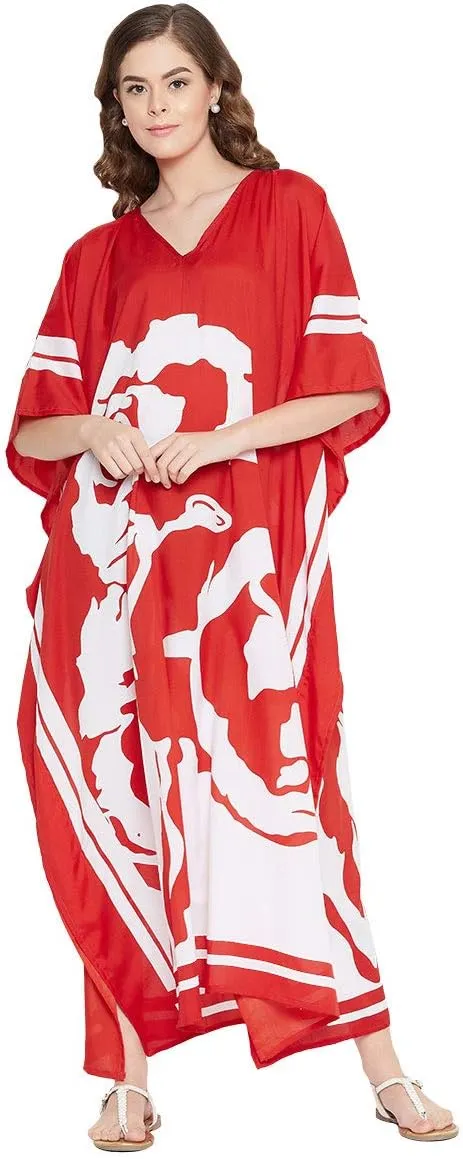 Oussum Kimono Maxi Dress Floral Long Kaftan Plus Size Caftan Gown