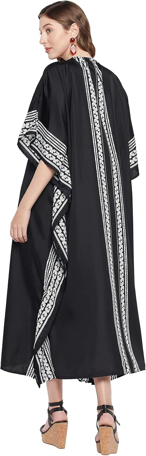 Oussum Plus Size Kaftan for Women Polyester Summer Caftan Swimwear Cover Ups Maxi Beach Dress