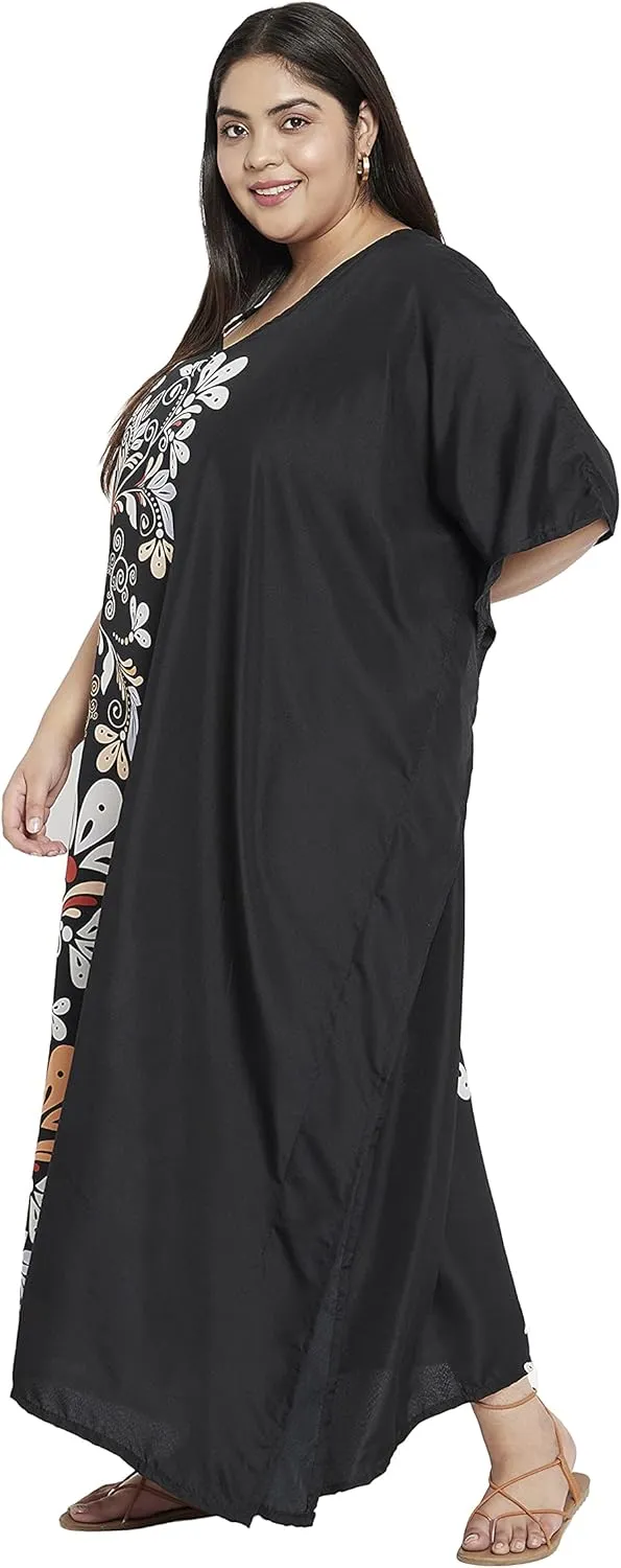 Oussum Women Kaftan Plus Size Polyester Summer Caftan Cover Ups Maxi House Dress