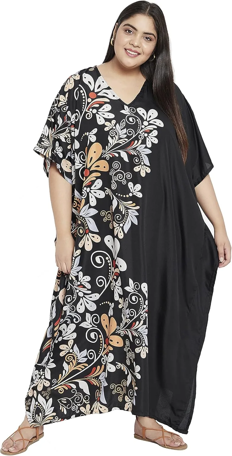 Oussum Women Kaftan Plus Size Polyester Summer Caftan Cover Ups Maxi House Dress