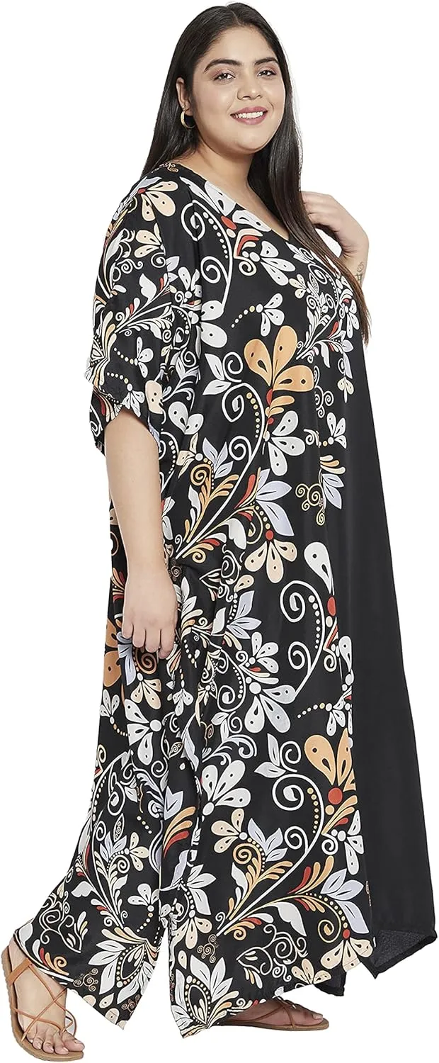 Oussum Women Kaftan Plus Size Polyester Summer Caftan Cover Ups Maxi House Dress