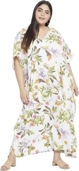 Oussum Women Long Maxi Plus Size Polyester Kaftan Caftan Gown Beach Party Casual Dress