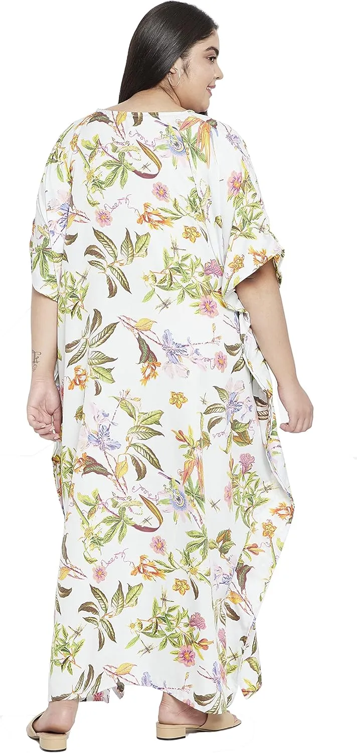 Oussum Women Long Maxi Plus Size Polyester Kaftan Caftan Gown Beach Party Casual Dress