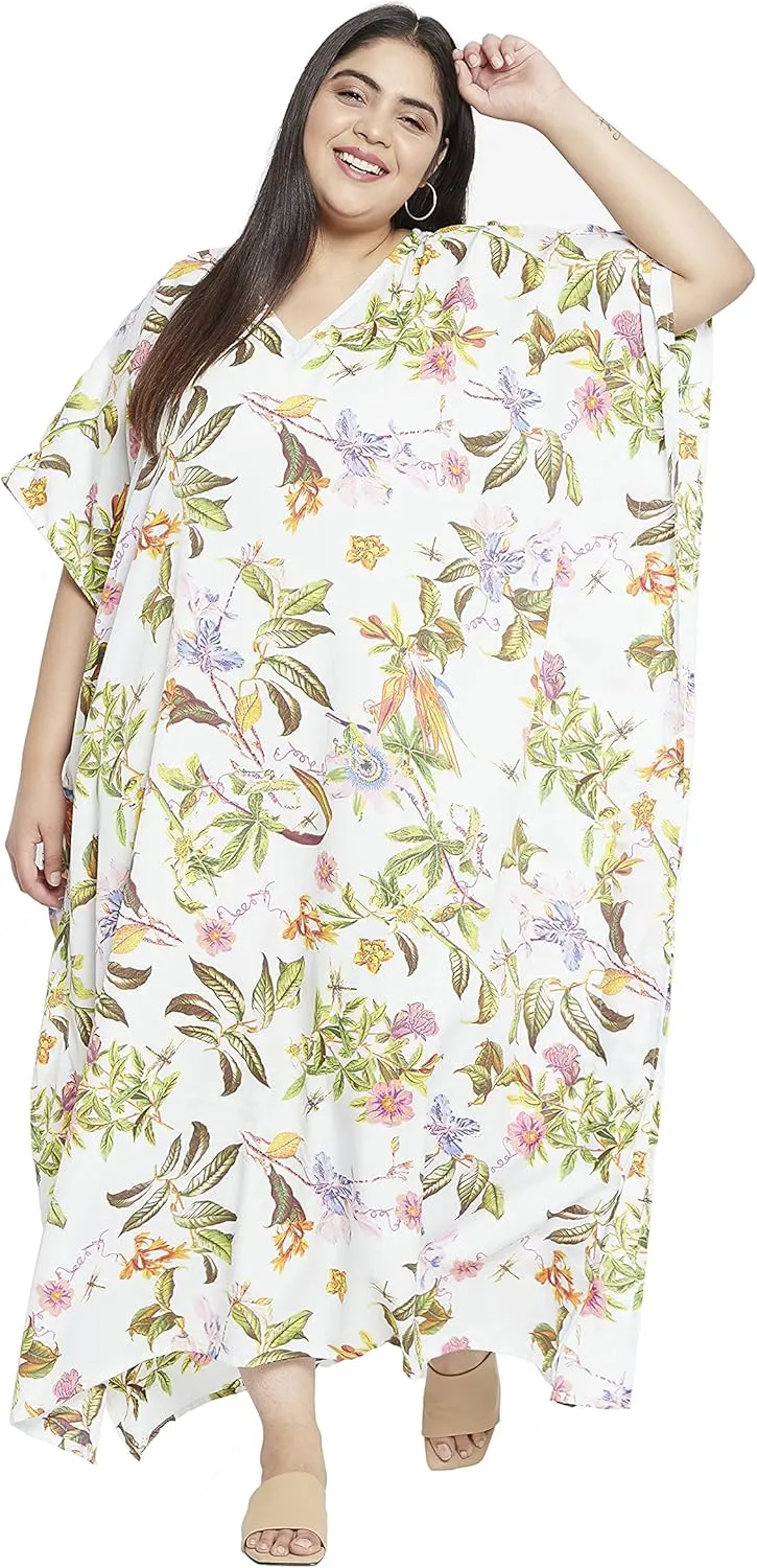 Oussum Women Long Maxi Plus Size Polyester Kaftan Caftan Gown Beach Party Casual Dress