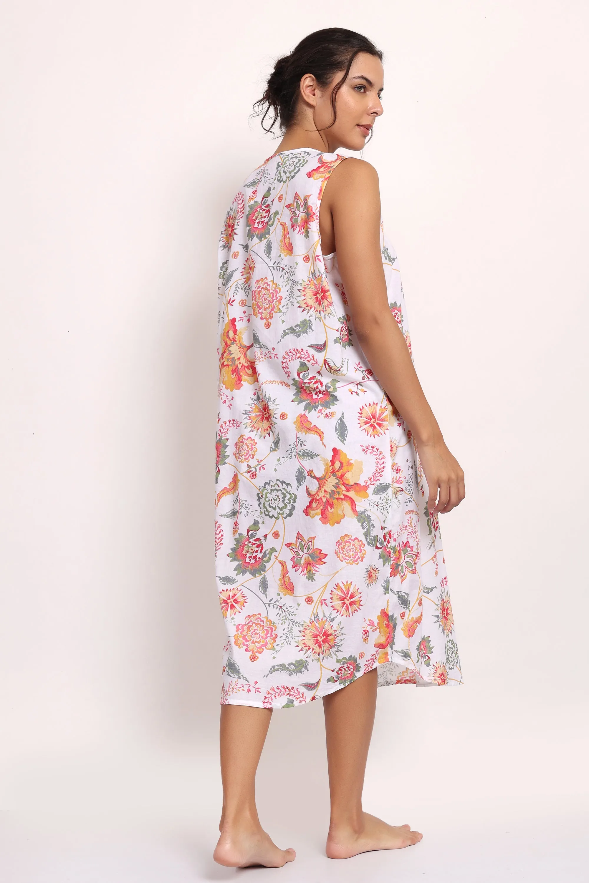 Passionflower Sleeveless Nightie Coral Print