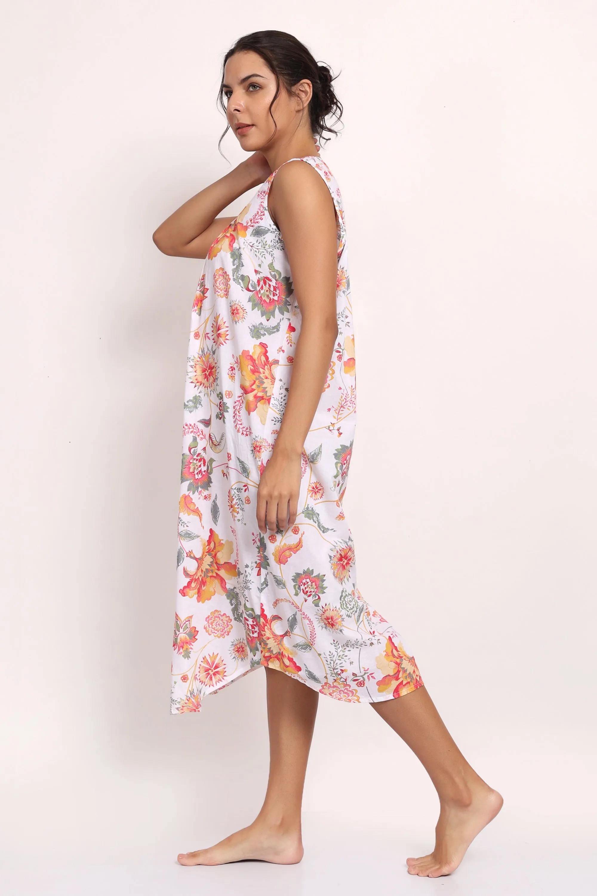 Passionflower Sleeveless Nightie Coral Print