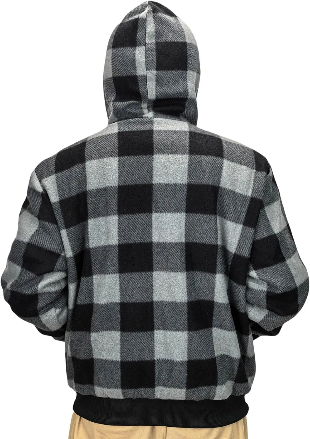Plaid Flannel Hoodie for Men Sherpa Lined Jacket Fleece Full Zip Up Coat Winter Warm Thermal Sweatshirts Long Sleeve