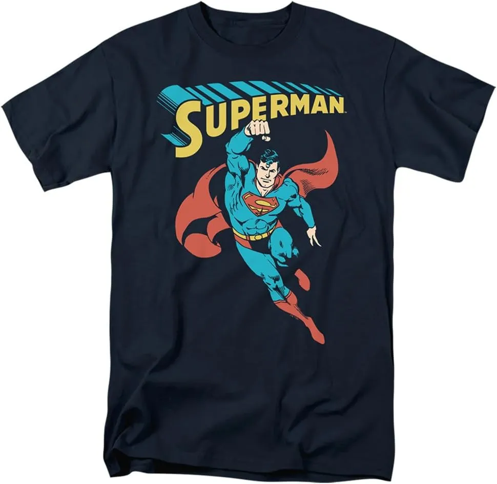 Popfunk Superman Superhero Unisex Adult T-Shirt Navy