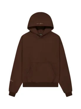 Prior Embroidery Logo Oversized Cropped Hoodie Cocoa