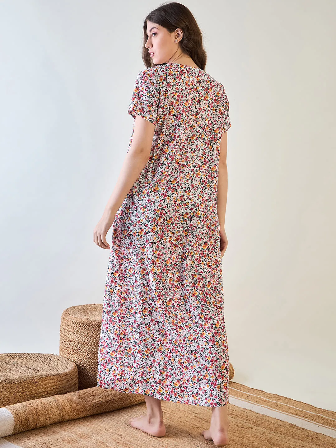 Red Floral Comfy Night Dress