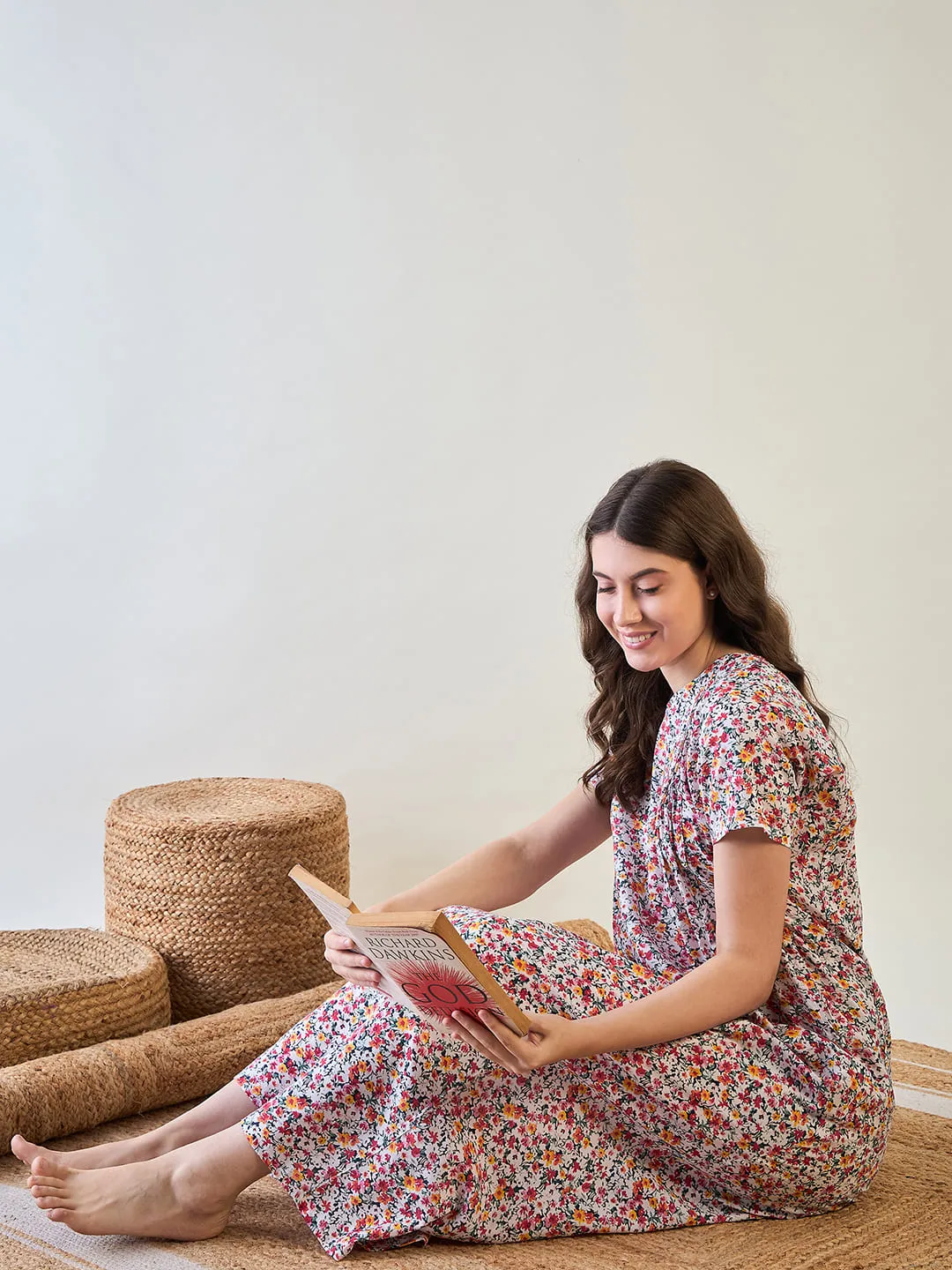 Red Floral Comfy Night Dress