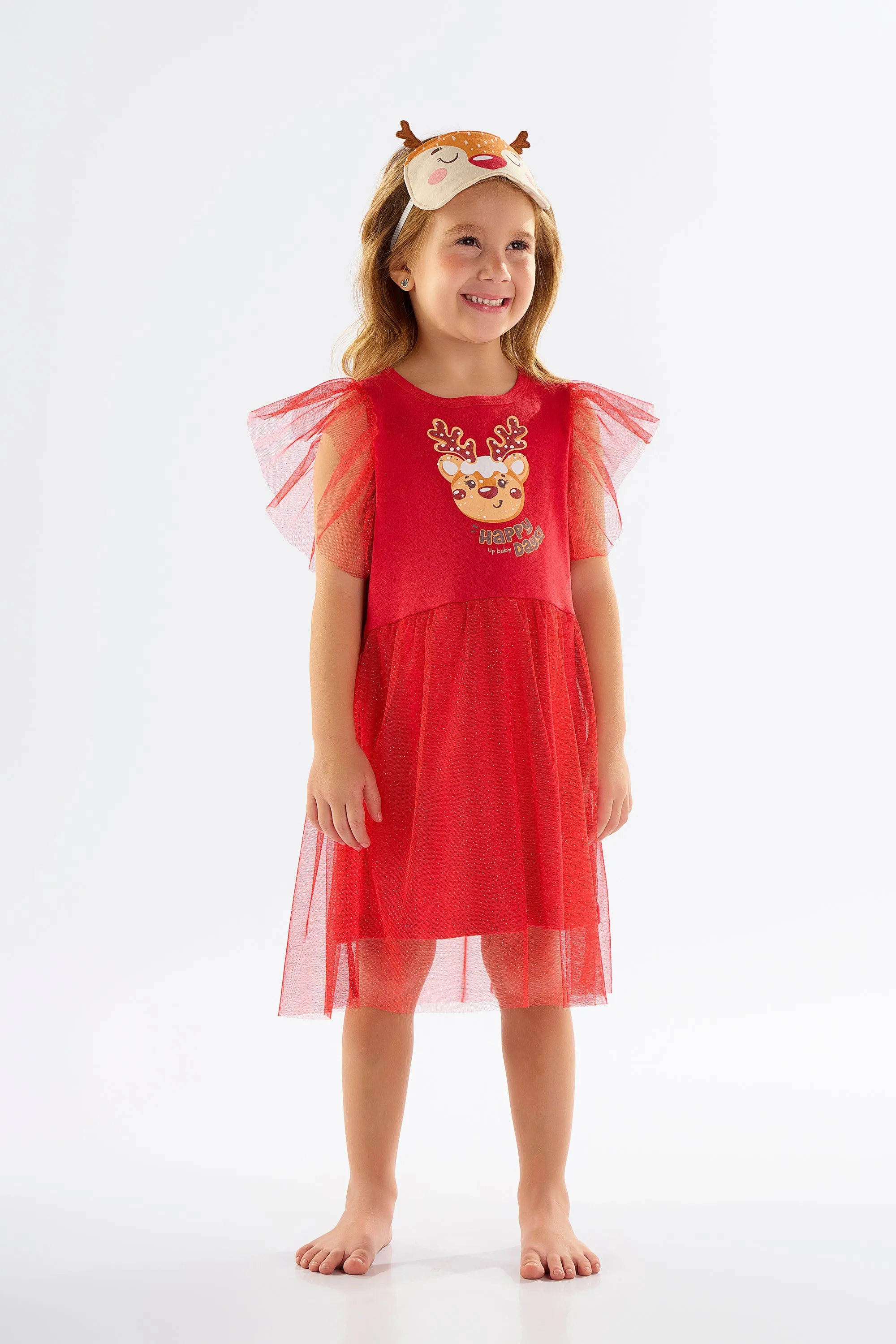Red nightdress with tulle