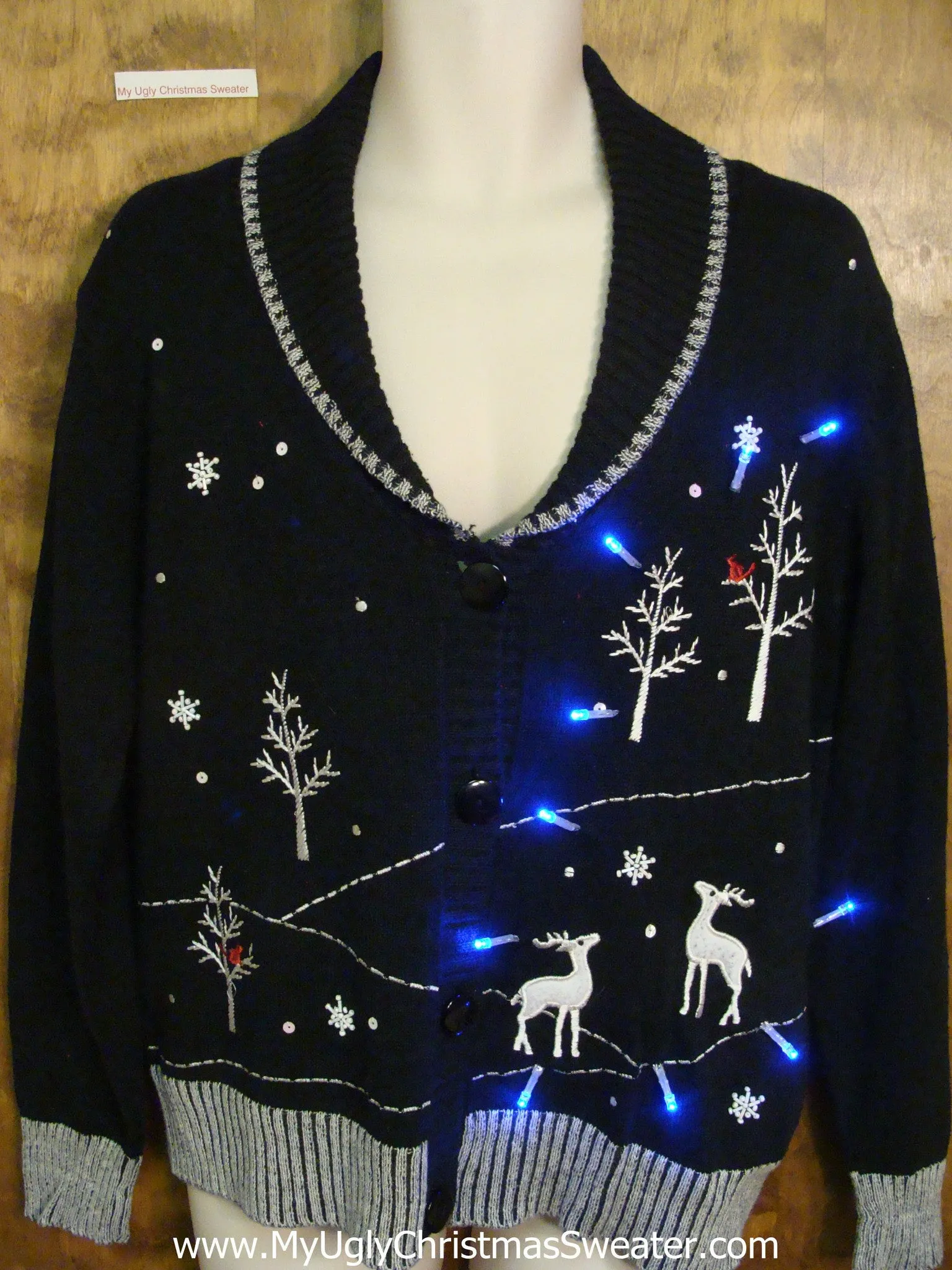 Reindeer in the Woods Light Up Ugly Christmas Jumper