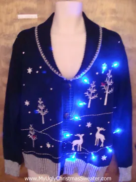 Reindeer in the Woods Light Up Ugly Christmas Jumper