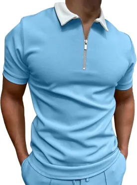 Rela Bota Men's Short Sleeve Polo Shirts Fashion Zipper Polos Casual Slim Fit T-Shirt