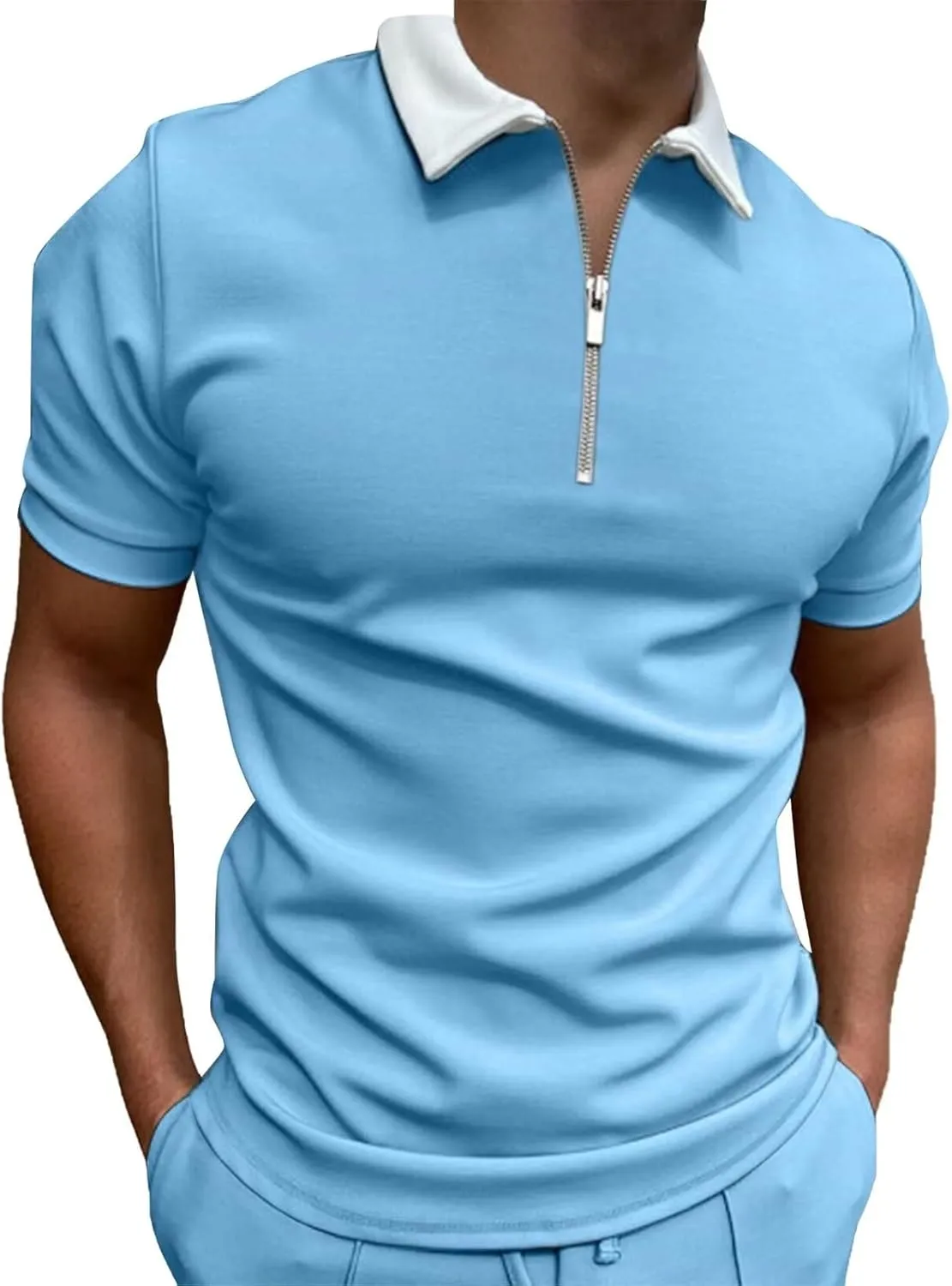 Rela Bota Men's Short Sleeve Polo Shirts Fashion Zipper Polos Casual Slim Fit T-Shirt