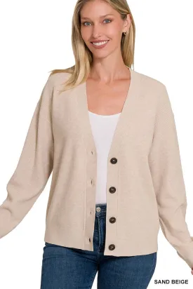 Sand Beige Viscose Sweater Cardigan