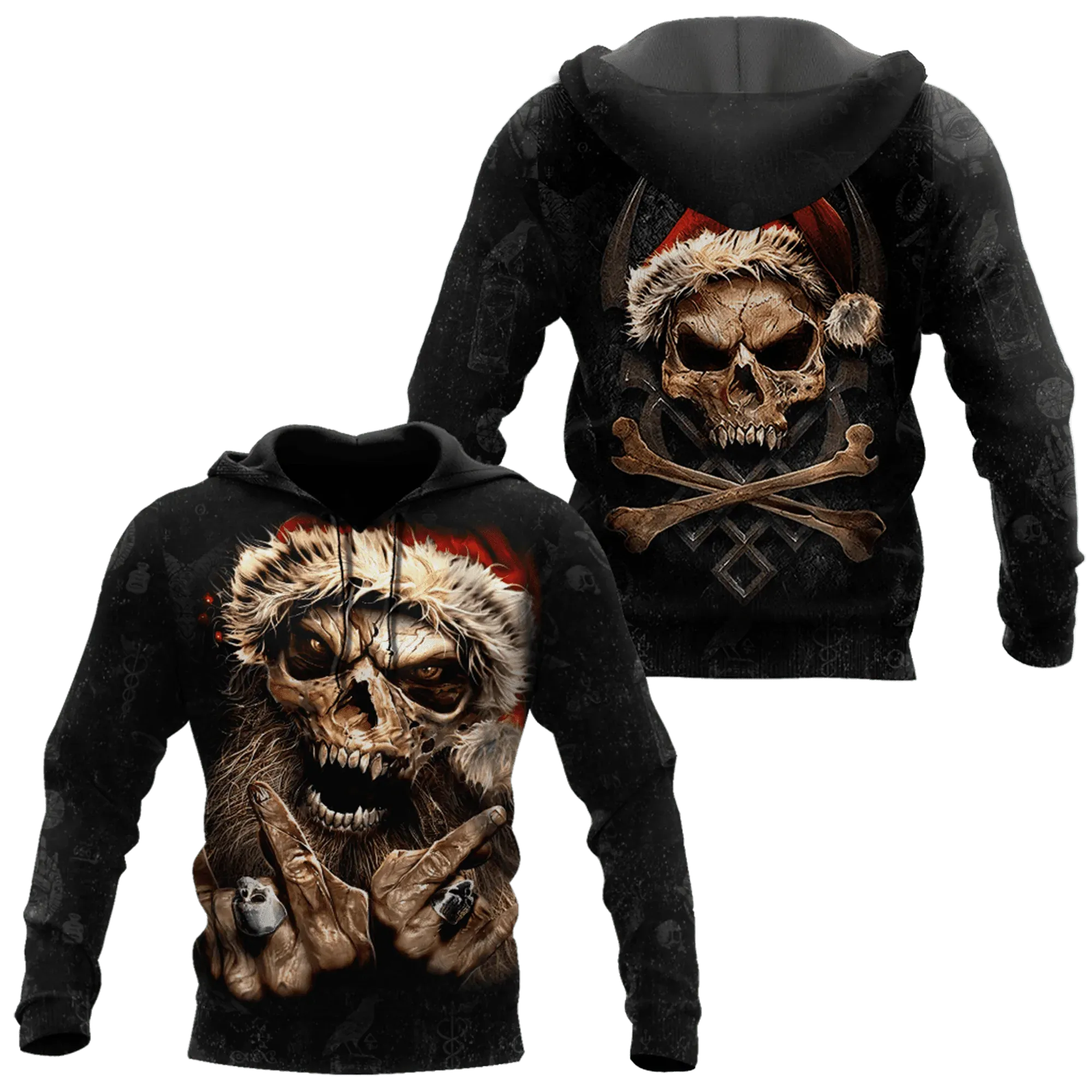 Santa Claus Skull 3D Hoodie, Christmas Skull Hoodie