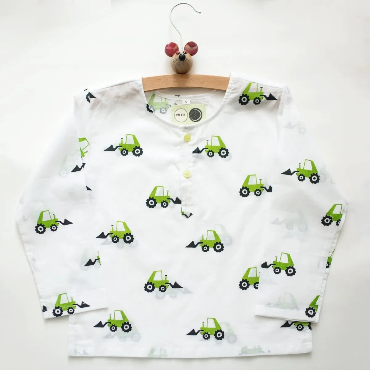 Scoopy Excavator- Unisex Kids Cotton Nightwear