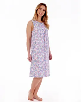 Slenderella 100% Cotton Jersey Sleeveless Floral Nightdress