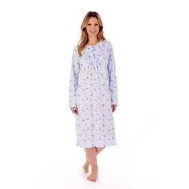 Slenderella Floral Nightdress | Ivory / Blue