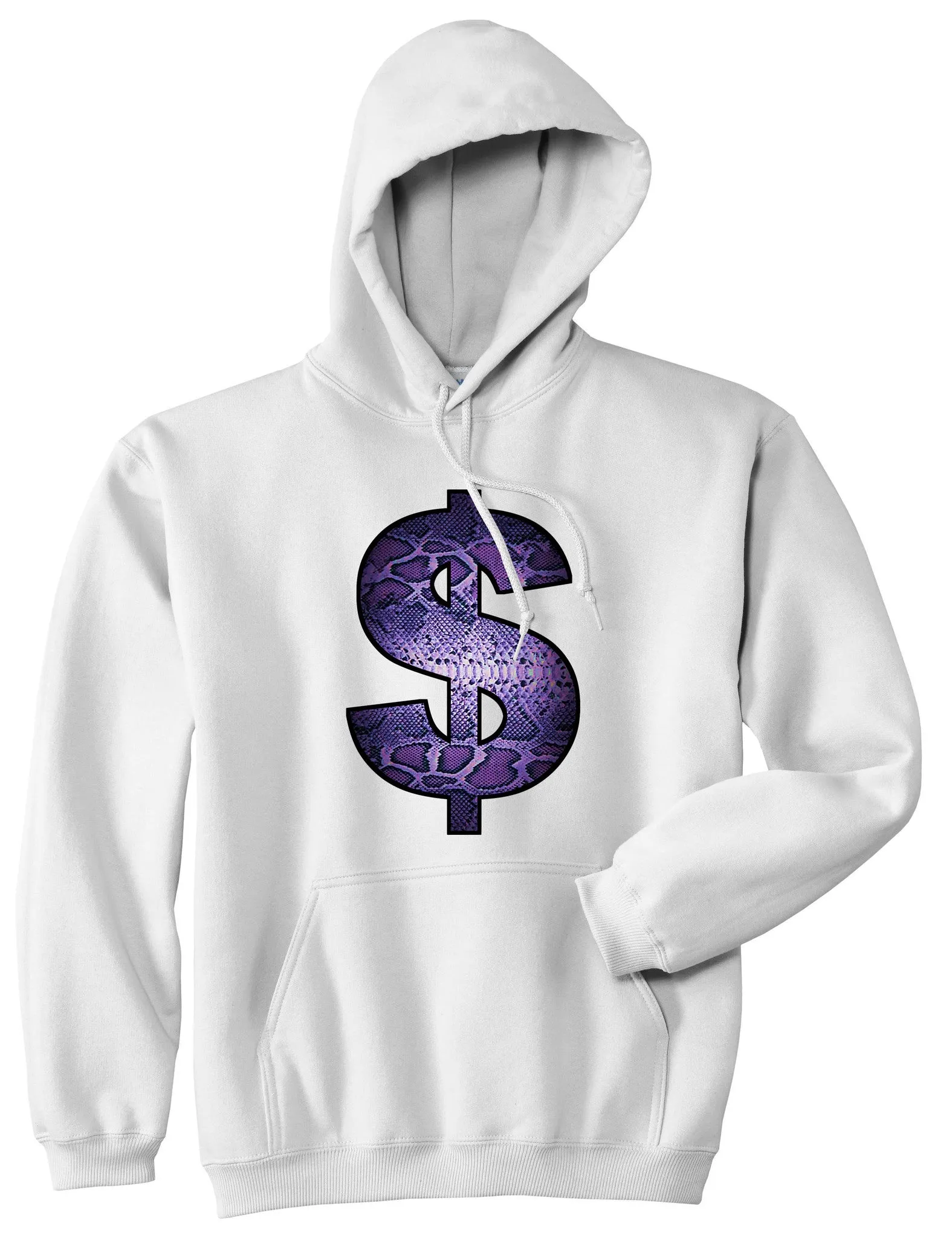 Snakeskin Money Sign Purple Animal Print Pullover Hoodie Hoody