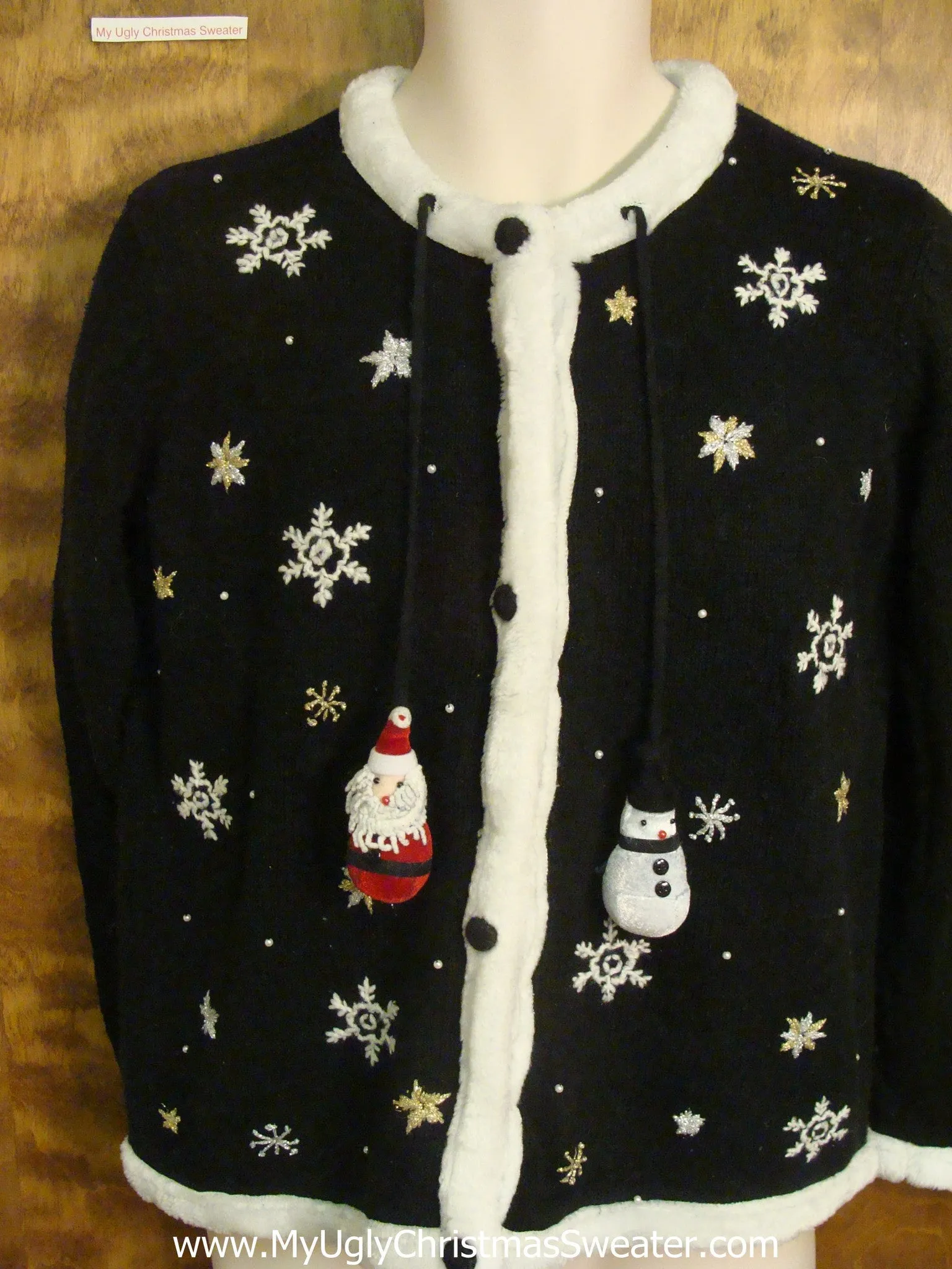 Snowman and Santa Zipper Pull Cheesy Christmas Sweater