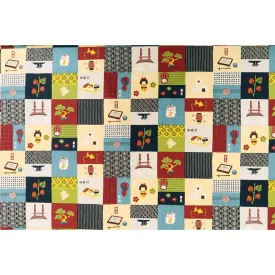 Sushi and Cat Print Fabric | Navy