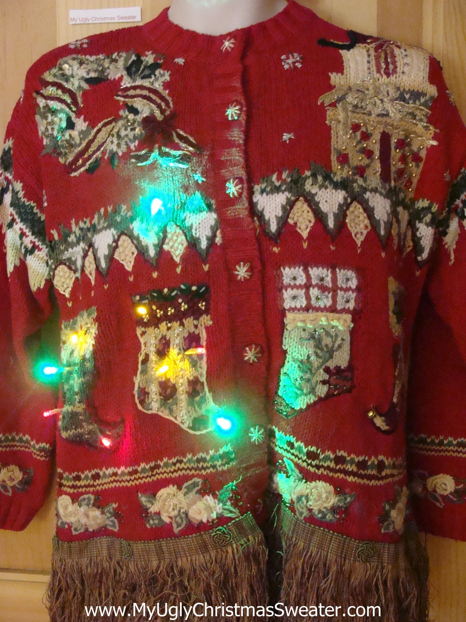 Tacky Christmas Sweater 80s 2sided  with Lights