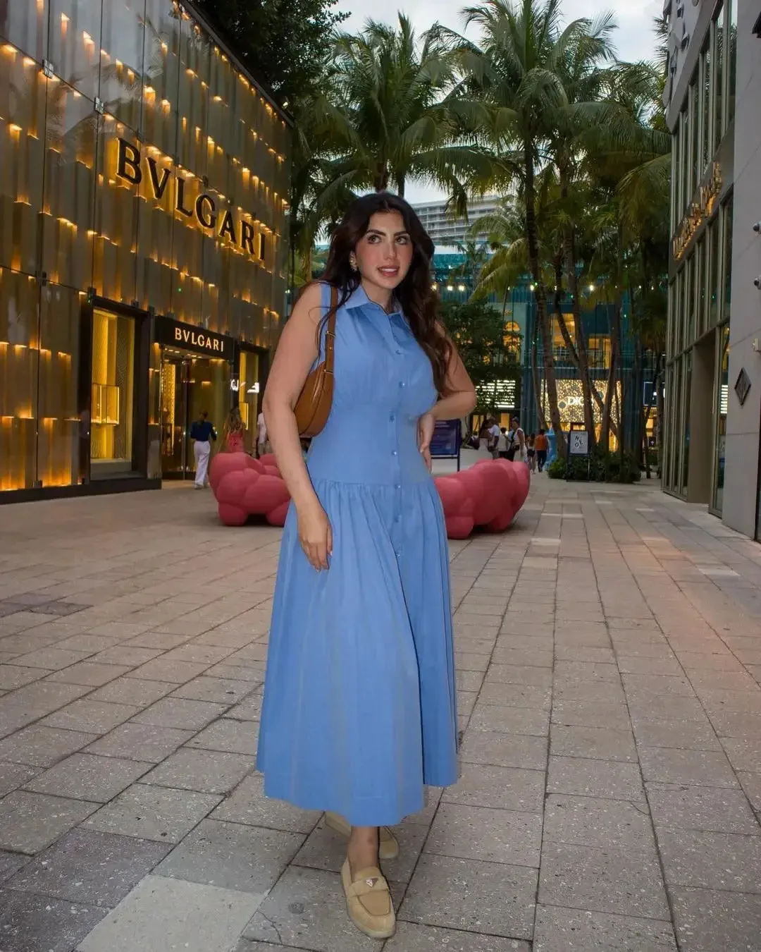TAVIMART  -  Casual Sleeveless Slim Women Long Dresses Fashion Bule Lapel Single Breasted Patchwork Pleated Dress Summer Lady Street Robes