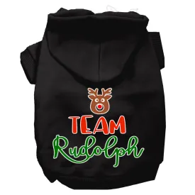 Team Rudolph Screen Print Dog Hoodie Black L