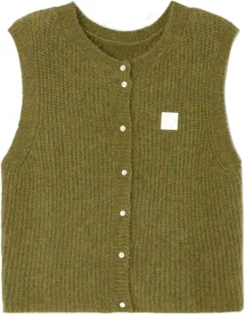 UAURORAO Women Chunky Sweater Vest Button Down Crochet Cable Knit Cardigan Sleeveless Open Front Knitted Crop Waistcoat