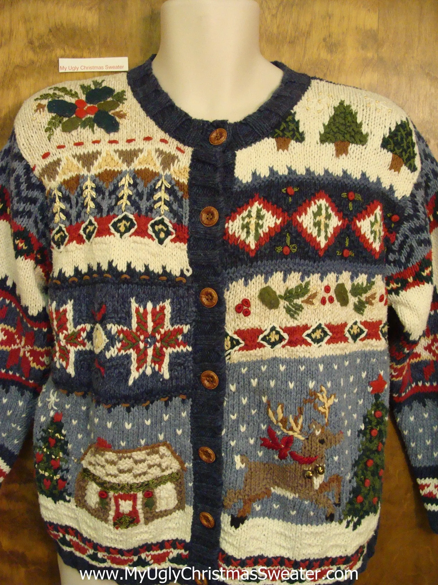 Ugliest Christmas Sweater Busy with Leaping Reindeer