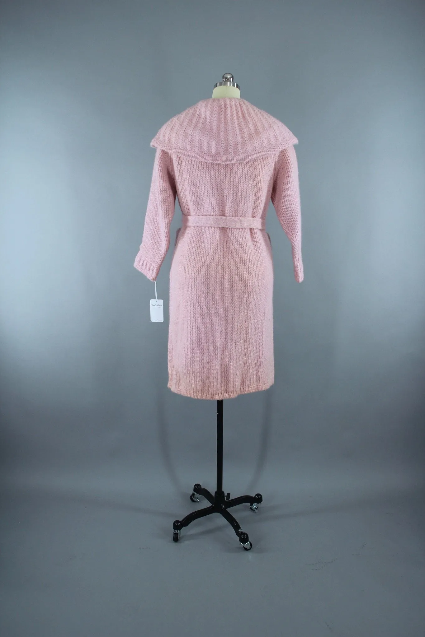 Vintage 1950s Pastel Pink Mohair Cardigan Sweater Coat with Tags