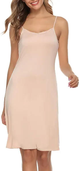 Vlazom Women Full Slips Sexy Soft Slip Dress for Under Dress Spaghetti Strap Cami Slip Chemises V Neck Negligee S-XXL