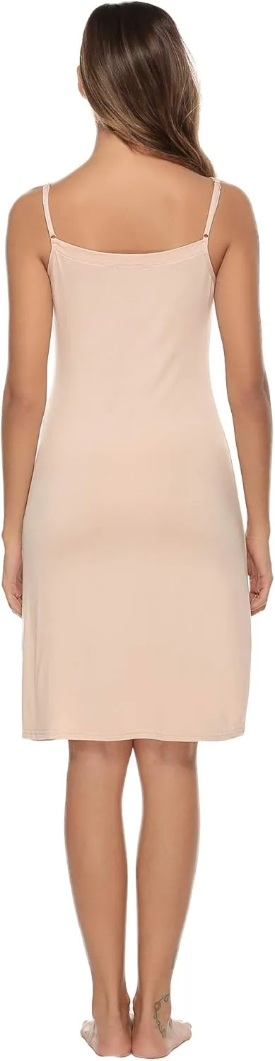 Vlazom Women Full Slips Sexy Soft Slip Dress for Under Dress Spaghetti Strap Cami Slip Chemises V Neck Negligee S-XXL