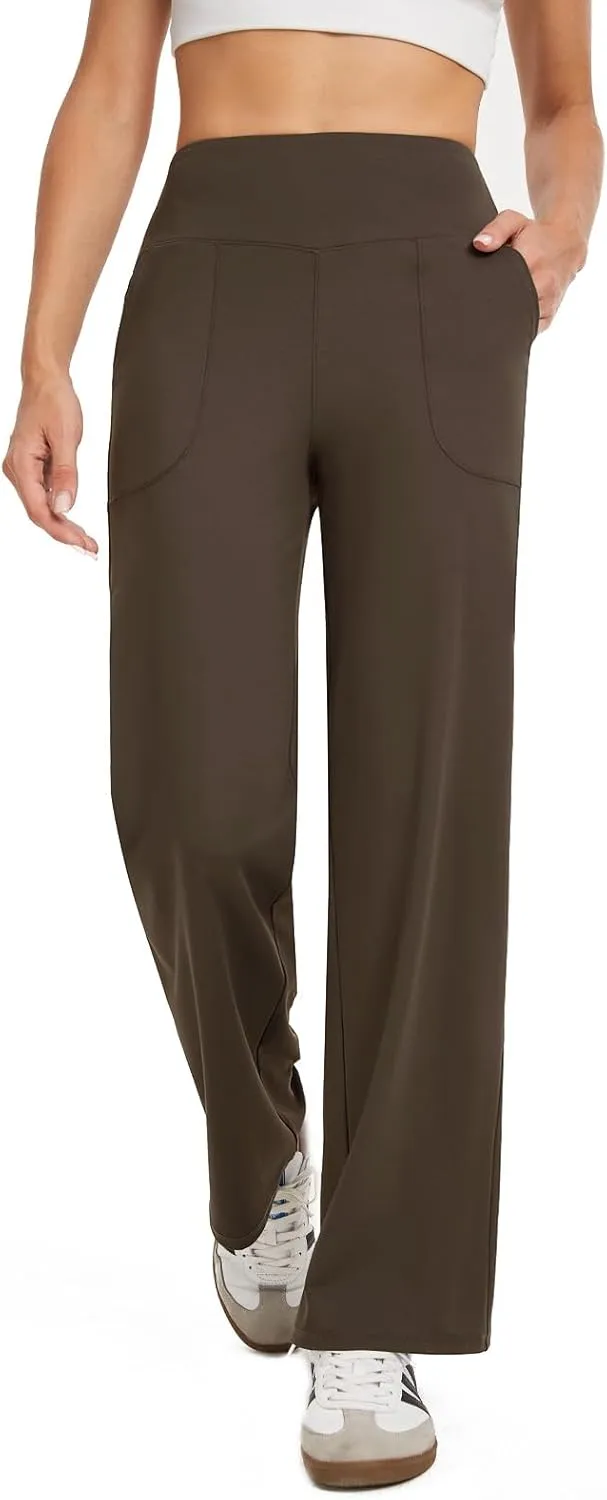 Wide Leg Pants Woman High Waist Yoga Pants with Pockets Loose Stretch Dress Work Sweatpants Casual Lounge