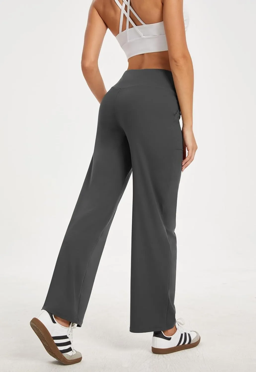Wide Leg Pants Woman High Waist Yoga Pants with Pockets Loose Stretch Dress Work Sweatpants Casual Lounge