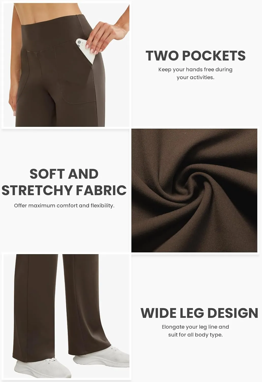 Wide Leg Pants Woman High Waist Yoga Pants with Pockets Loose Stretch Dress Work Sweatpants Casual Lounge