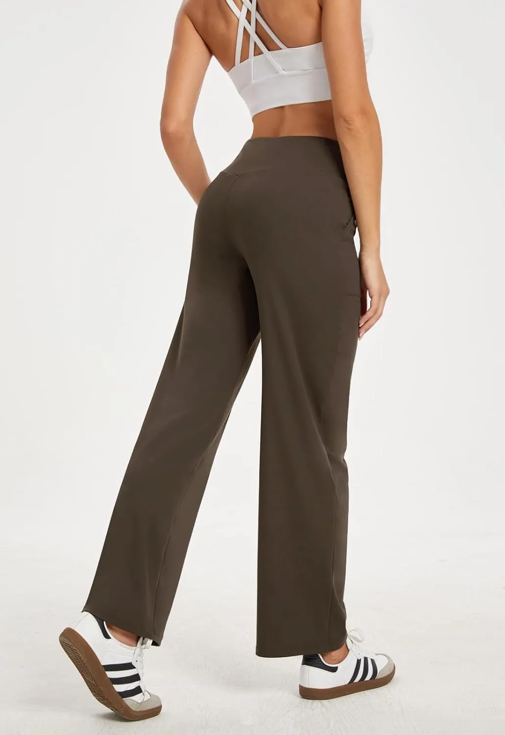Wide Leg Pants Woman High Waist Yoga Pants with Pockets Loose Stretch Dress Work Sweatpants Casual Lounge