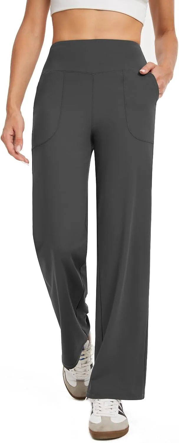 Wide Leg Pants Woman High Waist Yoga Pants with Pockets Loose Stretch Dress Work Sweatpants Casual Lounge
