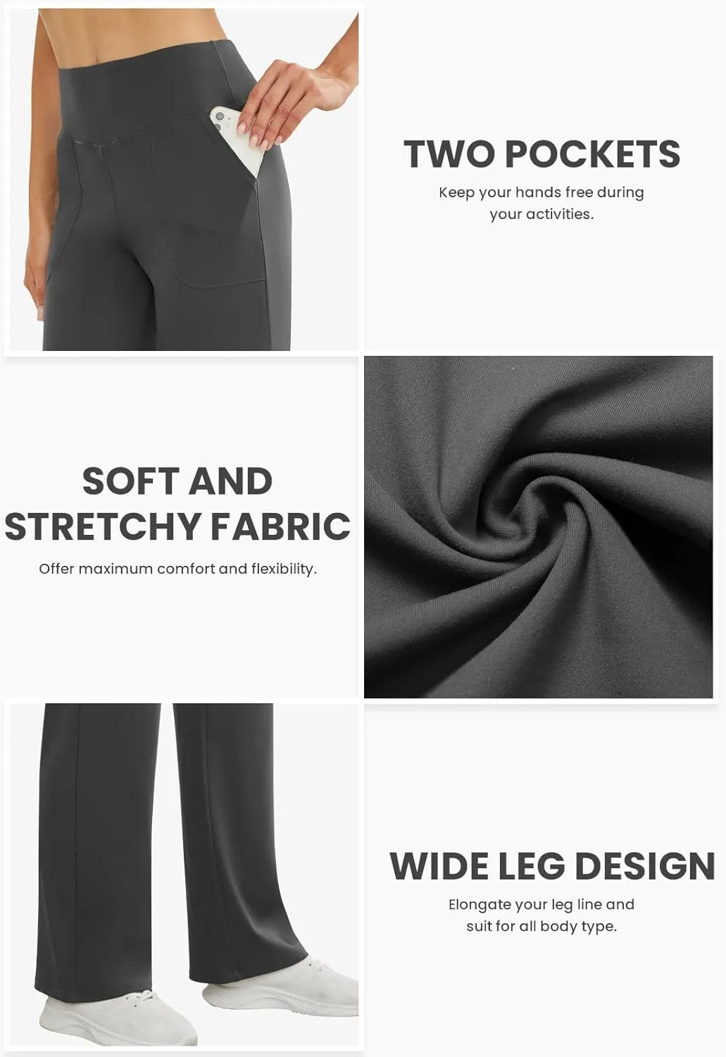 Wide Leg Pants Woman High Waist Yoga Pants with Pockets Loose Stretch Dress Work Sweatpants Casual Lounge