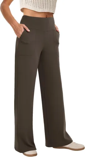 Wide Leg Pants Woman High Waist Yoga Pants with Pockets Loose Stretch Dress Work Sweatpants Casual Lounge