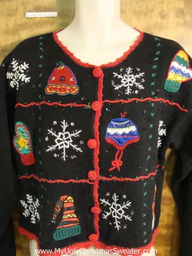 Winter Hats and Snowflakes Bad Christmas Sweater