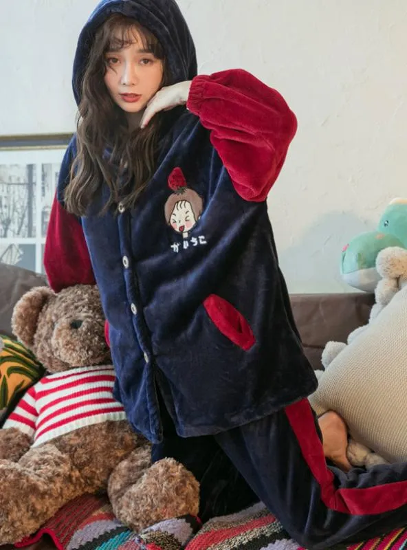 WINTER HOODED PAJAMAS GIRL CUTE CARTOONSTRAWBERRY
